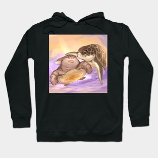 Sea Turtle and Cat Hoodie